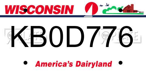 KB0D776 Wisconsin License Plate