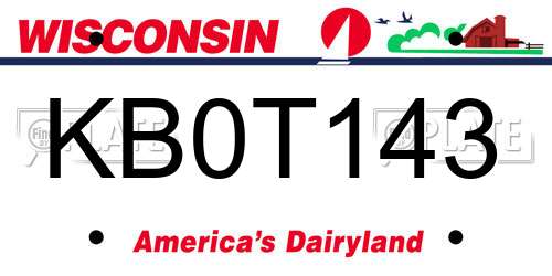 KB0T143 Wisconsin License Plate
