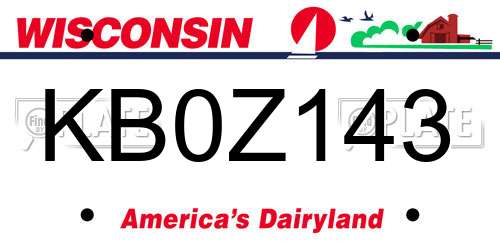 KB0Z143 Wisconsin License Plate