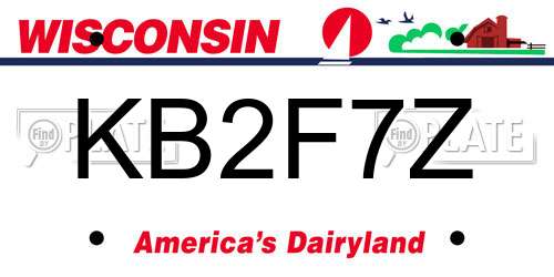 KB2F7Z Wisconsin License Plate