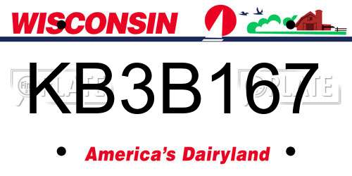 KB3B167 Wisconsin License Plate