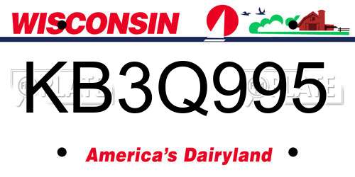 KB3Q995 Wisconsin License Plate