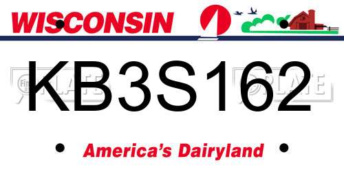 KB3S162 Wisconsin License Plate