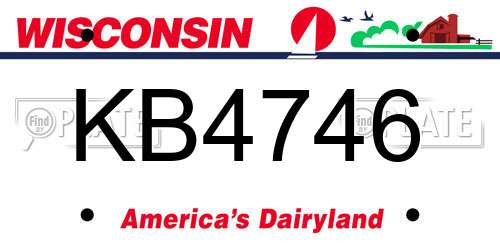 KB4746 Wisconsin License Plate