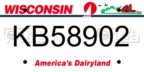 KB58902 Wisconsin License Plate