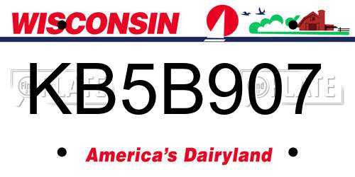 KB5B907 Wisconsin License Plate