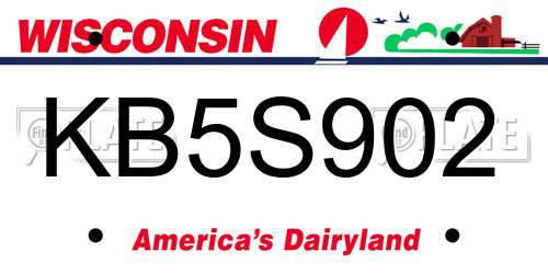 KB5S902 Wisconsin License Plate