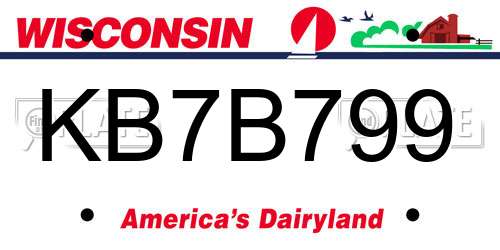 KB7B799 Wisconsin License Plate