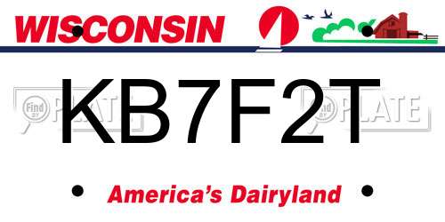 KB7F2T Wisconsin License Plate