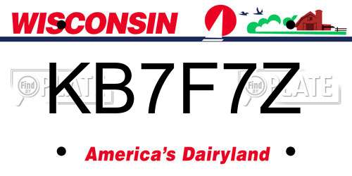 KB7F7Z Wisconsin License Plate