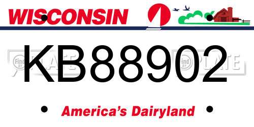 KB88902 Wisconsin License Plate