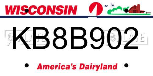 KB8B902 Wisconsin License Plate