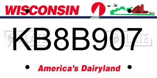 KB8B907 Wisconsin License Plate