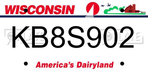 KB8S902 Wisconsin License Plate