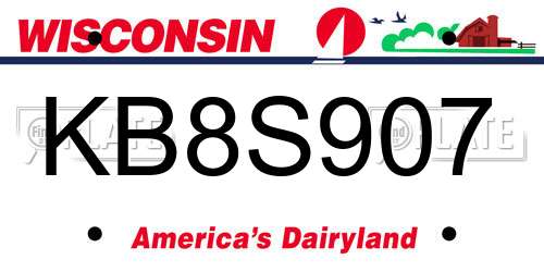 KB8S907 Wisconsin License Plate