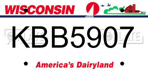 KBB5907 Wisconsin License Plate