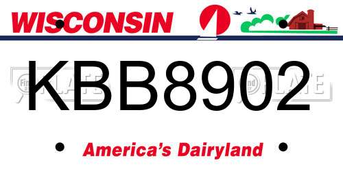 KBB8902 Wisconsin License Plate
