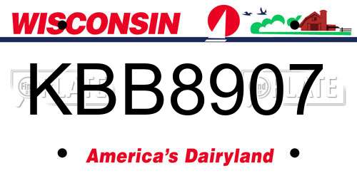 KBB8907 Wisconsin License Plate