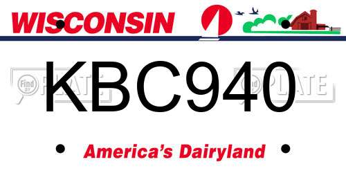 KBC940 Wisconsin License Plate