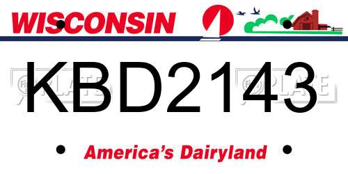 KBD2143 Wisconsin License Plate