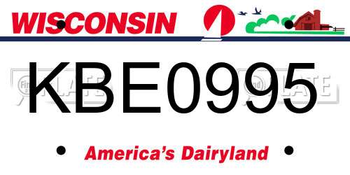 KBE0995 Wisconsin License Plate