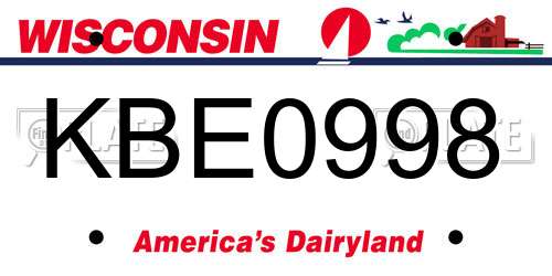 KBE0998 Wisconsin License Plate