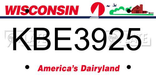 KBE3925 Wisconsin License Plate