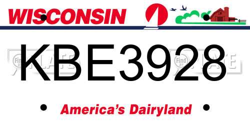 KBE3928 Wisconsin License Plate