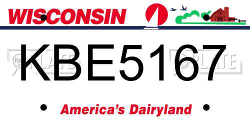 KBE5167 Wisconsin License Plate
