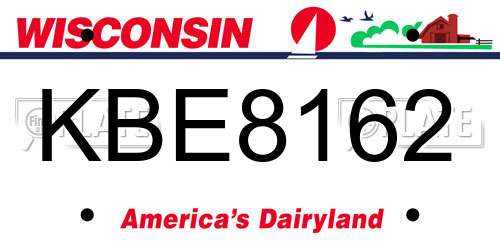 KBE8162 Wisconsin License Plate