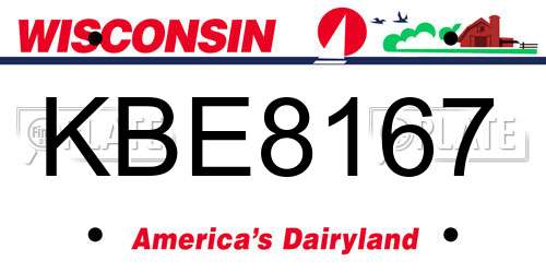 KBE8167 Wisconsin License Plate