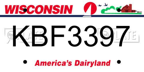 KBF3397 Wisconsin License Plate