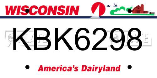 KBK6298 Wisconsin License Plate