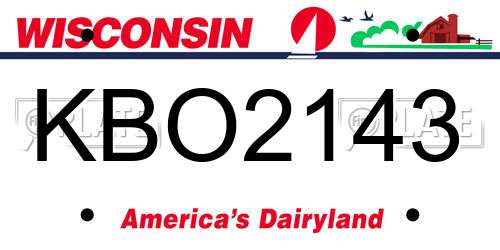 KBO2143 Wisconsin License Plate