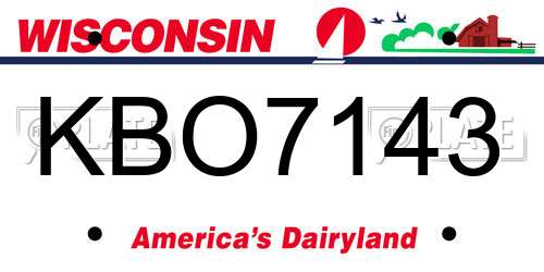 KBO7143 Wisconsin License Plate