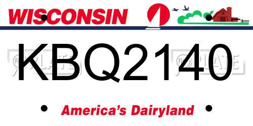 KBQ2140 Wisconsin License Plate