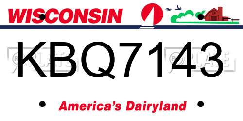 KBQ7143 Wisconsin License Plate