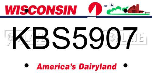 KBS5907 Wisconsin License Plate
