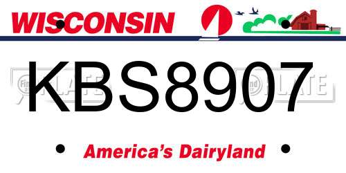 KBS8907 Wisconsin License Plate