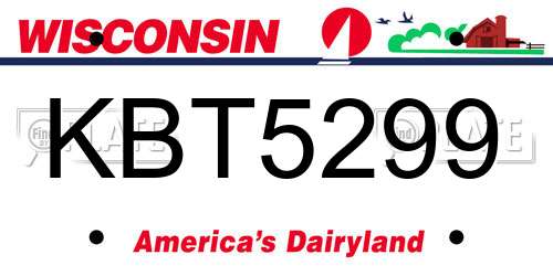 KBT5299 Wisconsin License Plate