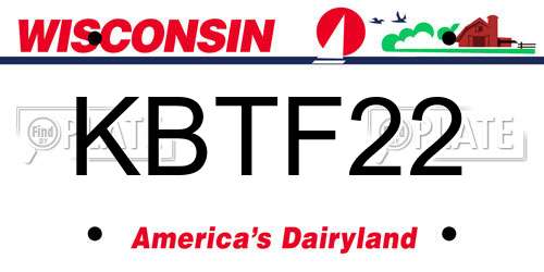 KBTF22 Wisconsin License Plate