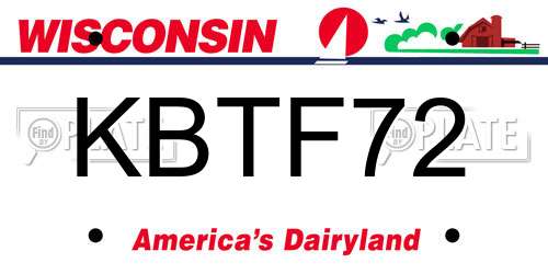 KBTF72 Wisconsin License Plate