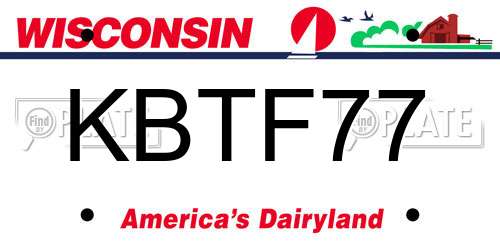 KBTF77 Wisconsin License Plate