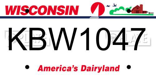 KBW1047 Wisconsin License Plate