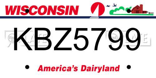 KBZ5799 Wisconsin License Plate