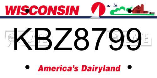 KBZ8799 Wisconsin License Plate
