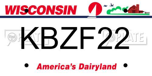 KBZF22 Wisconsin License Plate