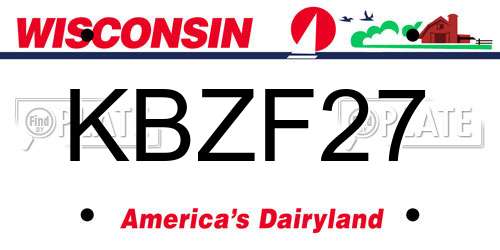 KBZF27 Wisconsin License Plate
