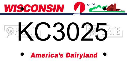 KC3025 Wisconsin License Plate