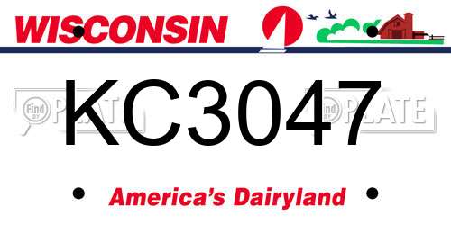 KC3047 Wisconsin License Plate